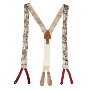 Vintage Trafalgar La Provence Silk Suspenders French Wine Grapes Braces Button